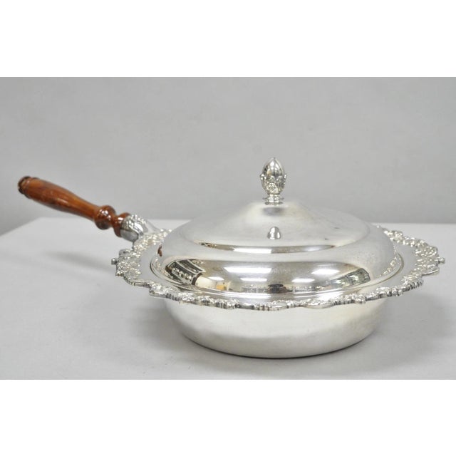 Vintage English Victorian Silver Plated Covered Chafing Dish Serving Platter For Sale - Image 4 of 15