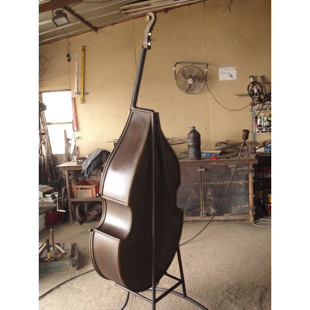1990s Sculptural Hand-Forged Metal Double Bass-Shaped Bar Cabinet, 1990s For Sale - Image 5 of 7