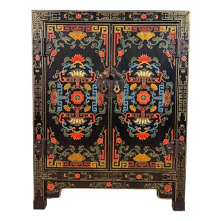 Antique Chinoiserie Hand Painted Cabinet For Sale