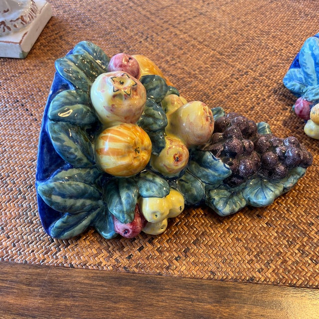 Late 19th Century Italian Majolica Fruit Wall Brackets - A Pair For Sale In West Palm - Image 6 of 12
