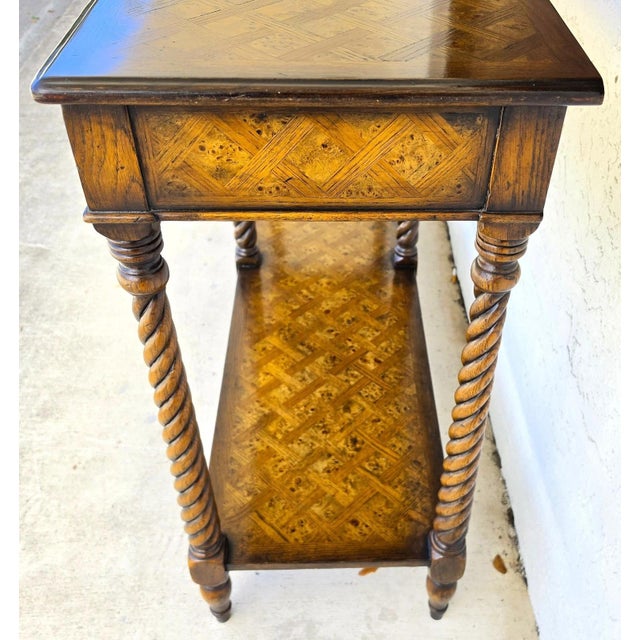Theodore Alexander Burl Parquetry Console Table With 4 Drawers For Sale - Image 13 of 18