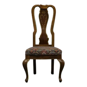 American of Martinsville Solid Walnut Italian Provincial Splat Back Dining Side Chair