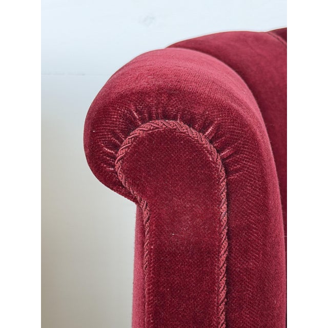 Wood Danish Lounge Chairs in Burgundy Velvet and Beech, 1950s, Set of 2 For Sale - Image 7 of 9