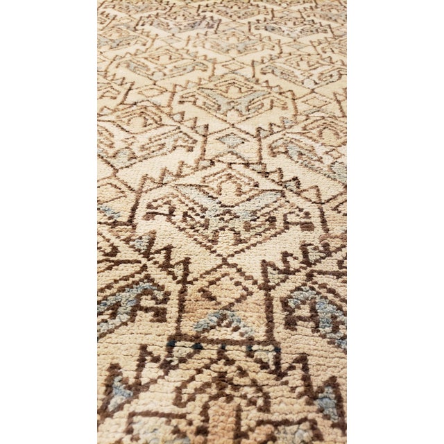 Antique Malayer Runner, Handmade Oriental Rug Ivory, Gray, Taupe, Goyard Pattern For Sale - Image 10 of 17