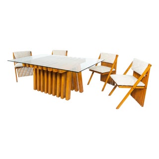 Mid-Century Modern Dining Table Set by Tito Pinori, 1970s, Set of 6 For Sale