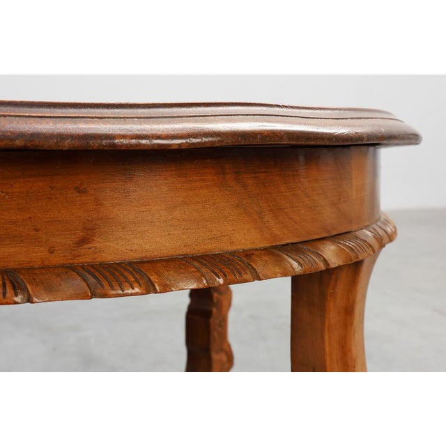 Renaissance Round Walnut Coffee Table, France, Late 19th Century For Sale - Image 3 of 12