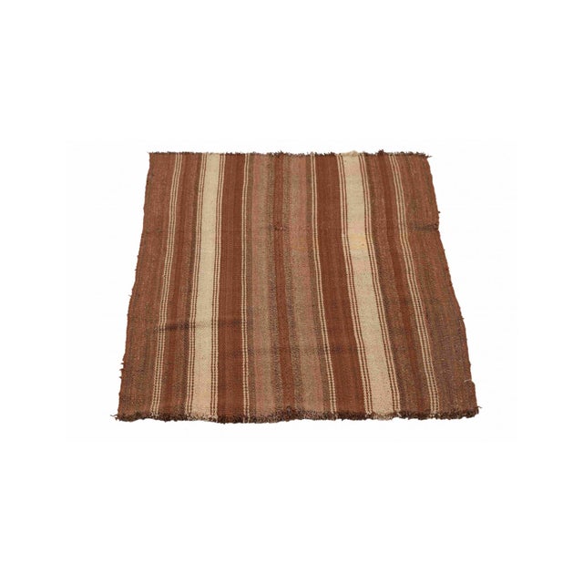 Small Vintage Brown Kilim Rug - 2`9″ X 3`11″ Ft For Sale - Image 4 of 6