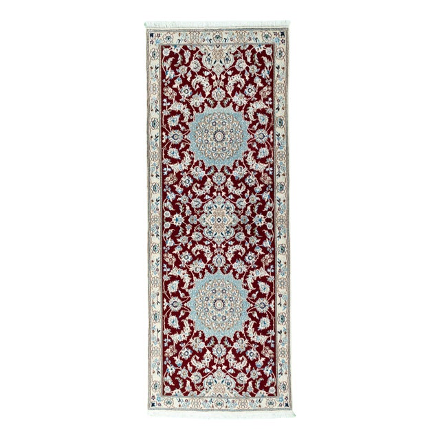 Hand-Knotted Runner Rug in Fine Wool For Sale