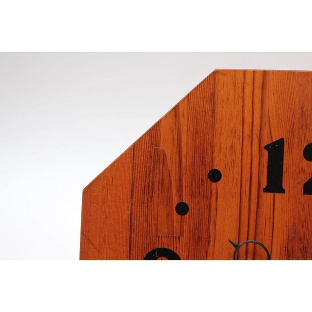 Wood Vintage Staved Walnut Octagonal Wall Clock For Sale - Image 7 of 13