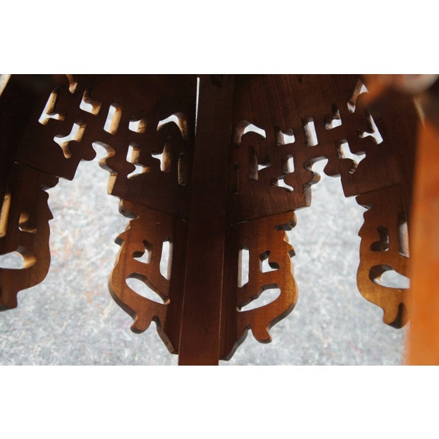 Mid 20th Century Round Chinoiserie Carved Mahogany Plant Stand Sculpture Pedestal For Sale - Image 6 of 11