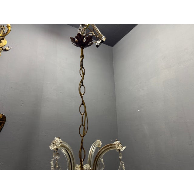 Italian Crystal and Murano Glass Chandelier, 1950s For Sale - Image 11 of 14