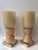 Pair of table or bedside lamps in brass, light pink powder murano glass with murano glass globe shades. Contemporary work...