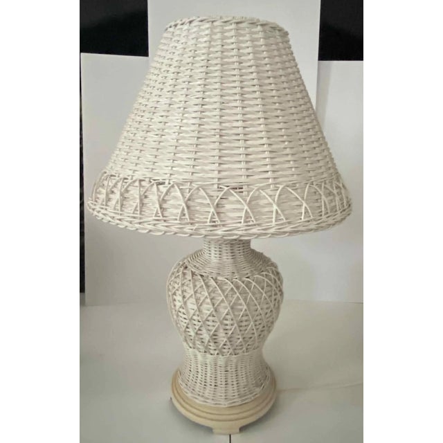 1980s Vintage Wicker Table Lamp For Sale - Image 5 of 5