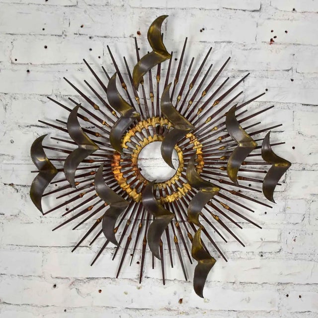 Mid 20th Century Wall Sculpture Torch Cut Brass Birds on Starburst Nail Style Silas Seandel or William Bowie For Sale - Image 13 of 13