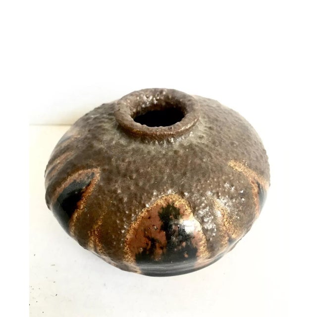 1960s Mid Century Modern Vintage Pottery Glazed Weed Pot, Signed For Sale - Image 4 of 5