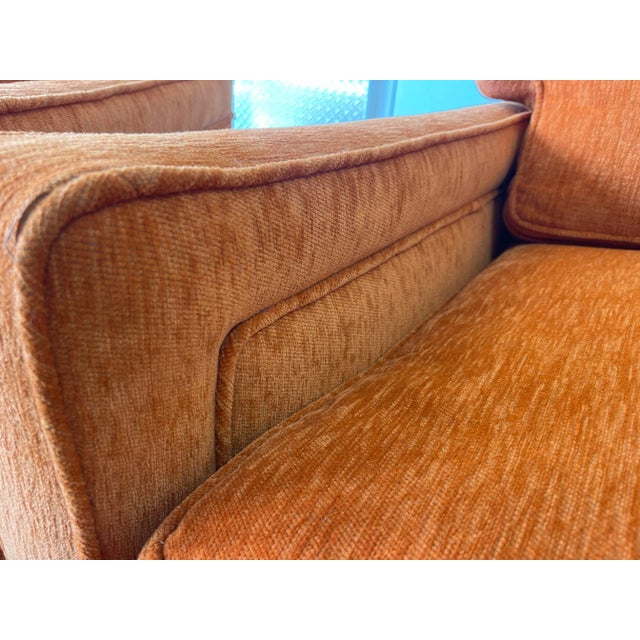 1970s Tailored Mid-Century Lounge Chairs – Down-Filled Pair in Burnt Orange Upholstery For Sale - Image 12 of 12