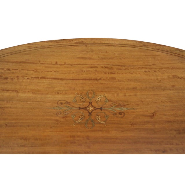 Antique Oval Inlaid Satin Walnut Occasional Table, 1900s For Sale - Image 4 of 9