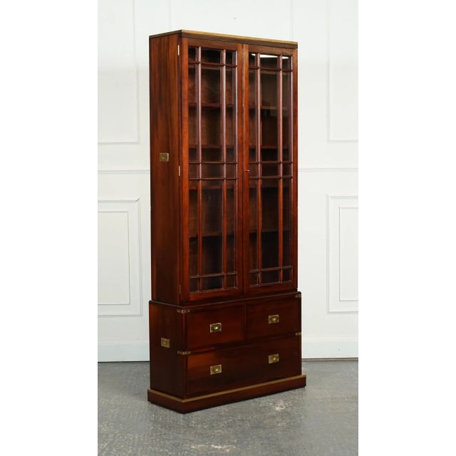 Wood Vintage Military Campaign Display Cabinet with Brass Fittings For Sale - Image 7 of 13