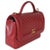Traditional Red Chevron Calfskin Top Handle Flap Bag For Sale - Image 3 of 9
