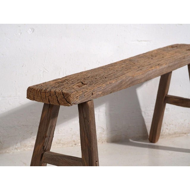 Antique Oriental Wooden Bench For Sale - Image 5 of 9