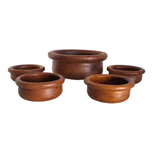 Mid 20th Century Teak Wood Salad Bowl Set by Knobler, 5 Pieces