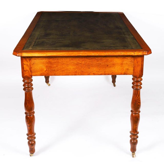 Antique Victorian 6 Drawer Oak Partners Writing Table Desk C1850 19th Century For Sale - Image 13 of 18