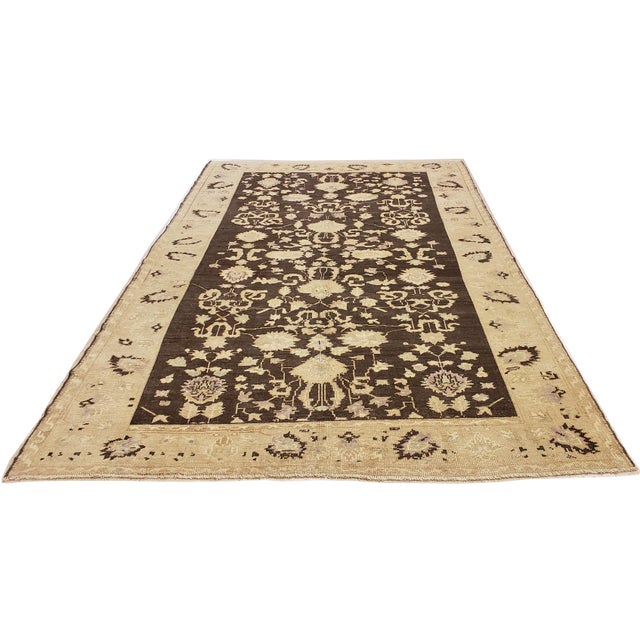 Antique Oushak Carpet, Handmade Turkish Oriental Rug, Beige, Taupe, Charcoal For Sale - Image 13 of 18