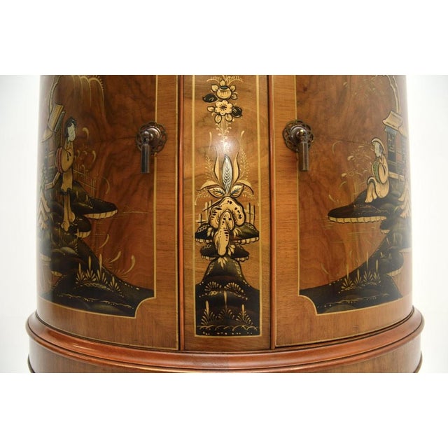 Brown Walnut and Chinoiserie Cabinet, 1920s For Sale - Image 8 of 11