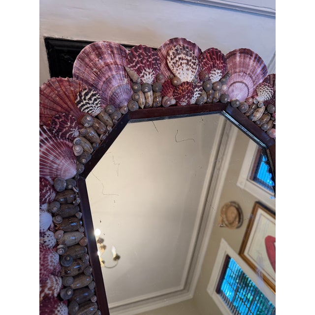 Wood Antique Mirror With Shells For Sale - Image 7 of 10