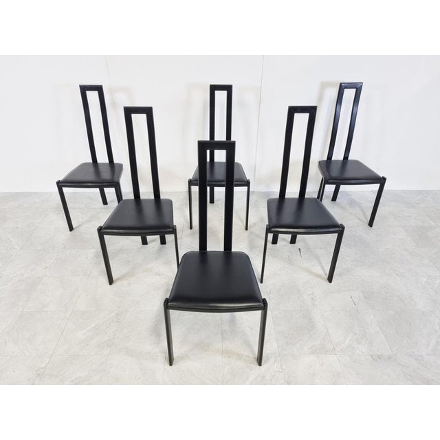 Black Vintage Postmodern Dining Chairs, 1980s, Set of 6 For Sale - Image 8 of 10
