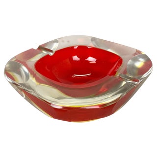 Murano Glass Faceted Sommerso Ashtray, Italy, 1970s For Sale