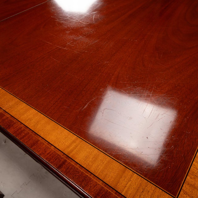 1980s Kindel National Trust Mahogany Extension Banquet Dining Table For Sale - Image 12 of 12