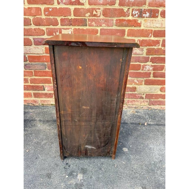 Antique Victorian Style Walnut Burled Wood Narrow Bedside Cabinet For Sale - Image 9 of 14