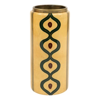Mid-Century Goatskin and Brass Umbrella Stand by Aldo Tura, Italy, 1960s For Sale