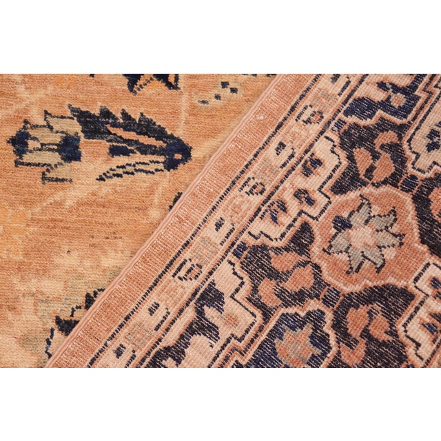 Blue Oriental Ziegler Rose Blue Hand-Knotted Wool Rug - 6'0'' X 8'10'' For Sale - Image 8 of 8