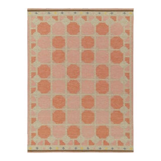 Scandinavian Style Kilim Rug in Pink, Greige Geometric Pattern by Rug & Kilim 5x7 For Sale
