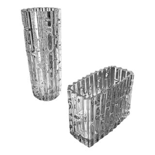 Czech Glass Vases by Frantisek Vizner for Sklo, 1960s, Set of 2 For Sale