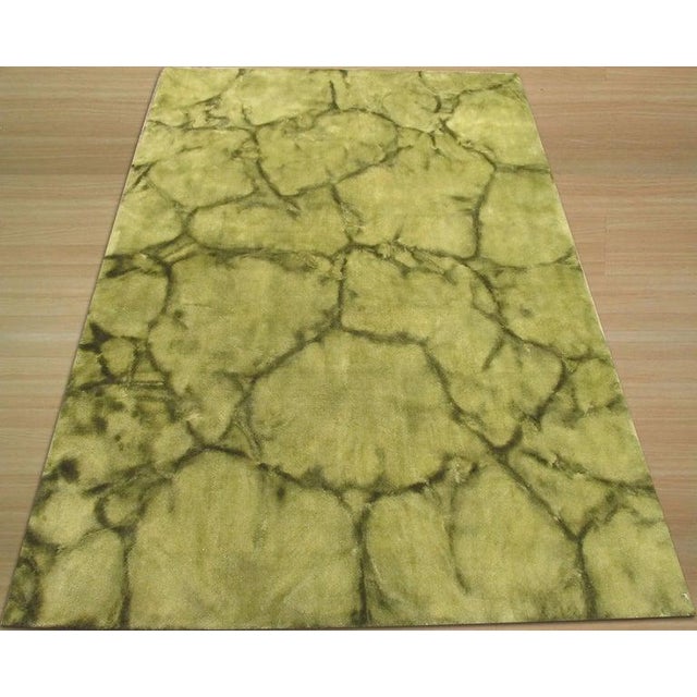 Contemporary 4x6 Green Hand-Knotted Wool Organic Stone Texture Abstract Modern Carpet Rug For Sale - Image 3 of 4