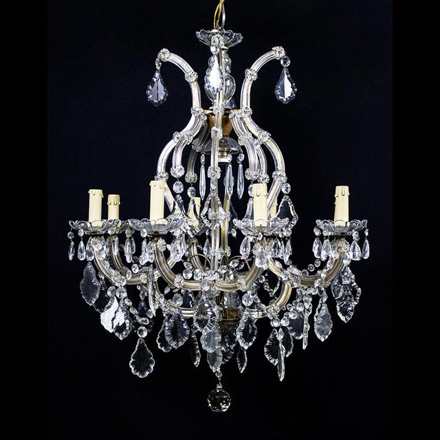 Gold Maria Teresa Chandelier with 8 Lights in Bohemian Crystal, 1950s For Sale - Image 8 of 11