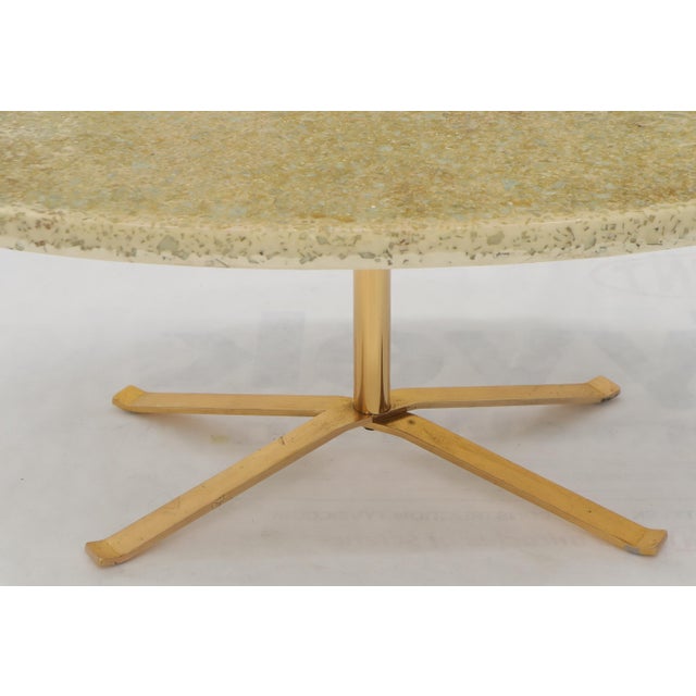 Shell Abalone Shell Cast in Resin Oval Top Coffee Table on X-Shape Base For Sale - Image 7 of 10