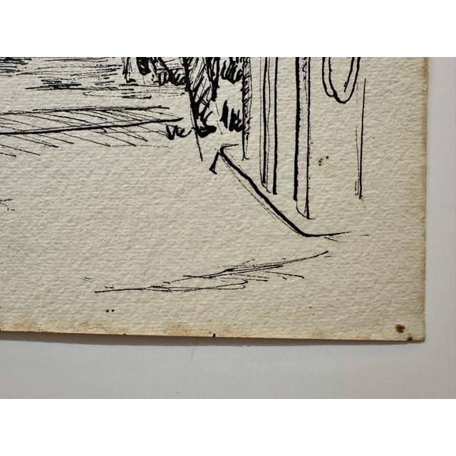 Henry Emil Salloch Original Drawing on Paper Mid-Century Main Street. For Sale - Image 4 of 6