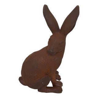 Cast Iron Model of a Wild Hare Looking Over Its Shoulder For Sale