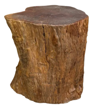 Reclaimed Tree Trunk Side Pedestal Table with Red Brown Top