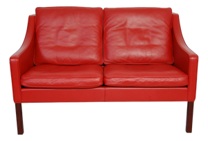 Vintage 2208 Two-Seater Sofa in Red Leather by Børge Mogensen, 2000s