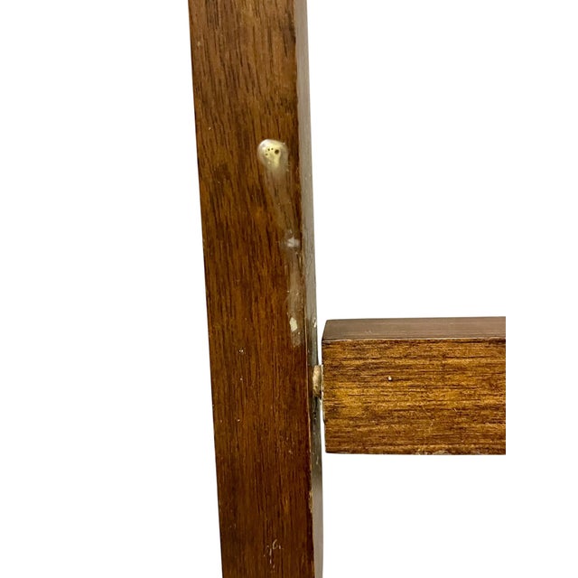 Wood Vintage English Style Campaign Folding Tray Tables, Pair – Brass Gallery Tray on Folding Wooden Stands For Sale - Image 7 of 18