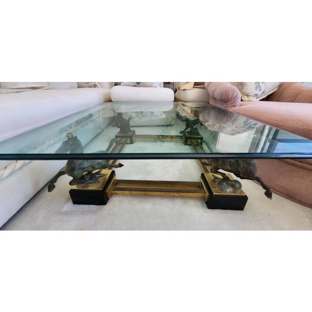 Vintage Maison Charles Flying Horse of Gansu Glass Top Cocktail Table For Sale - Image 9 of 11