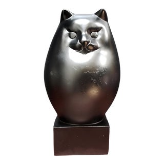 Black Persian Cat Sculpture by Richard H. Recchia Official Repro From Boston Mfa For Sale