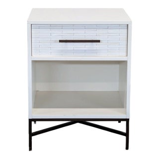 West Elm Wood Tiled Nightstand For Sale