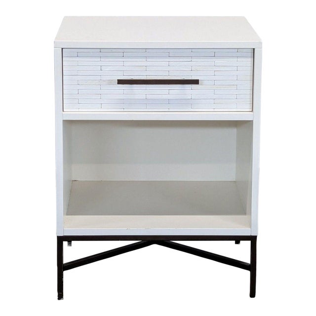 West Elm Wood Tiled Nightstand For Sale