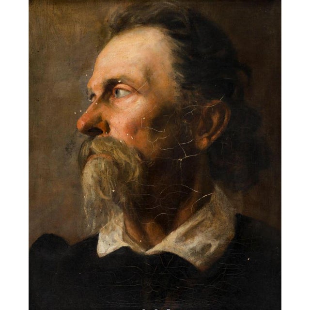 European School, Man in Half Profile, 19th Century, Oil on Canvas, Framed For Sale - Image 5 of 6